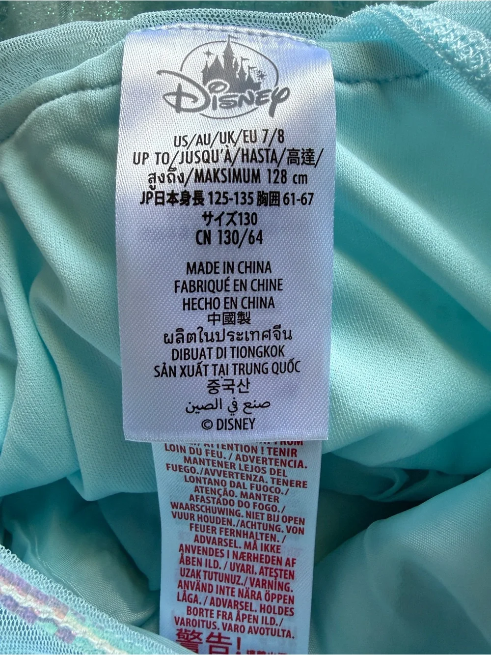 Disney Store Dress Frozen Elsa Costume Sz 7-8 Blue Strapless Long Sleeve Cape